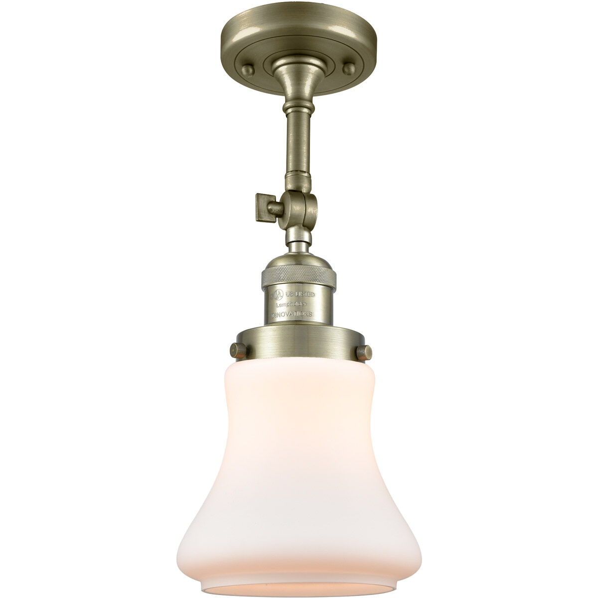 Franklin Restoration Bellmont LED 7 inch Antique Brass Sconce Wall Light in Matte White Glass, Franklin Restoration