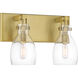 Tiberia 2 Light 14 inch Soft Brass Bath Light Wall Light