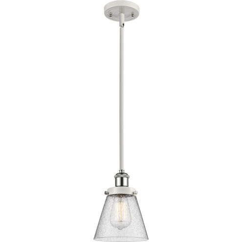 Ballston Small Cone LED 6 inch White and Polished Chrome Pendant Ceiling Light in Seedy Glass