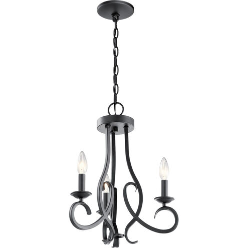 Ania 3 Light 15 inch Black Chandelier/Semi Flush Ceiling Light