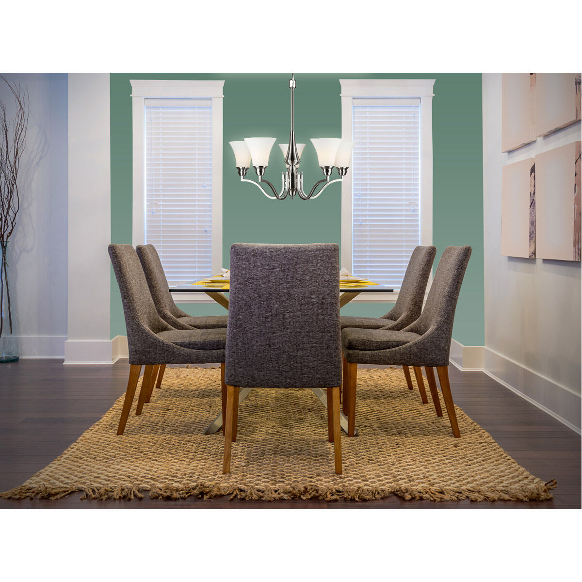 Signature 5 Light 27 inch Brushed Nickel Chandelier Ceiling Light