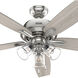Dondra 60 inch Brushed Nickel with Light Gray Oak Blades Ceiling Fan