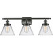 Ballston Large Cone 3 Light 26 inch Oil Rubbed Bronze Bath Vanity Light Wall Light in Clear Glass, Ballston