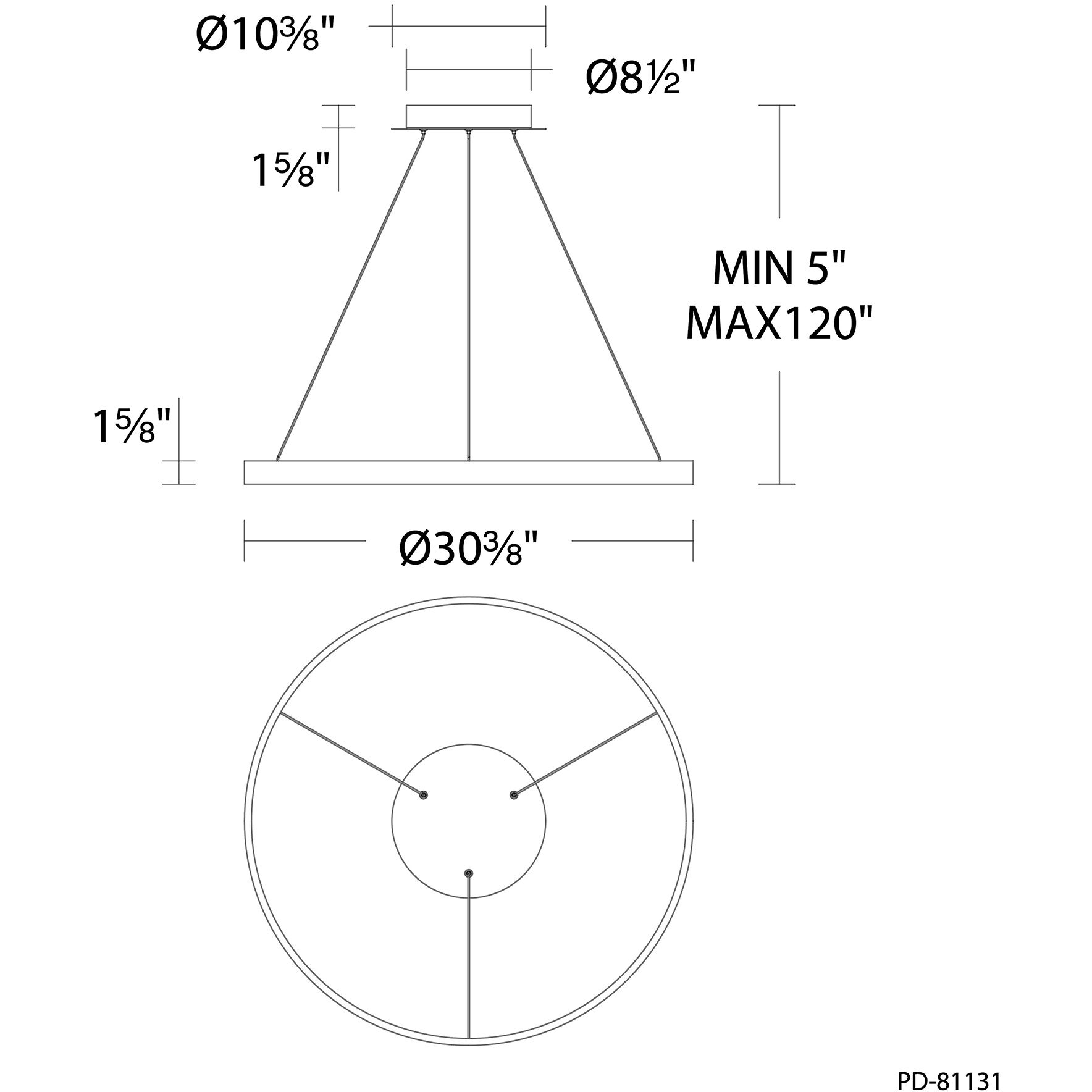 Sirius LED 31 inch Black Pendant Ceiling Light, dweLED