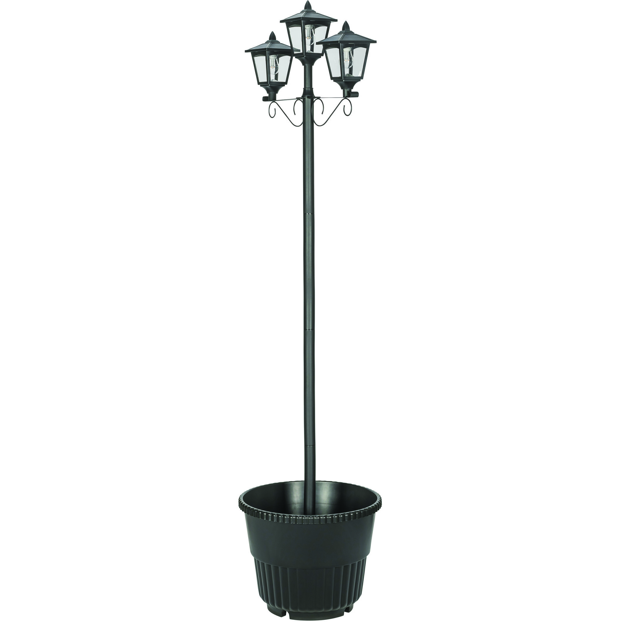 Triple Head 3 Light 78.5 inch Black Post Light, Solar