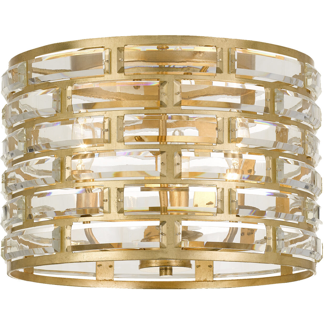 Meridian 3 Light 15 inch Antique Gold Flush Ceiling Light