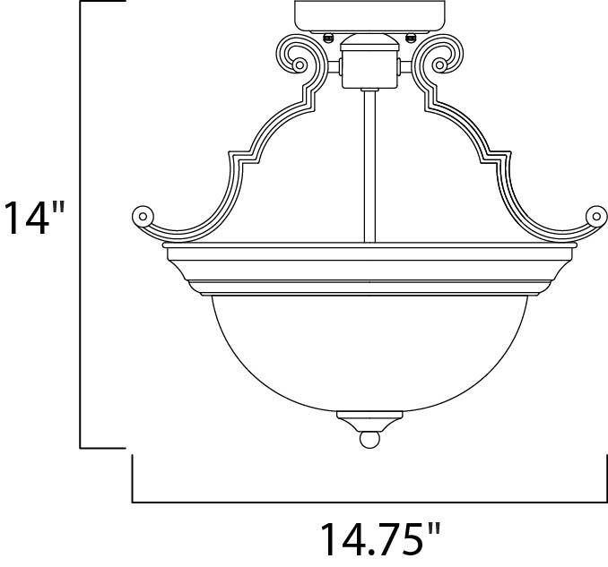 Essentials - 584x 2 Light 15 inch Oil Rubbed Bronze Semi Flush Mount Ceiling Light