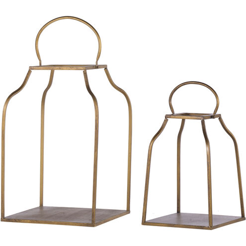King 13 inch Antique Gold Lantern, Set of 2
