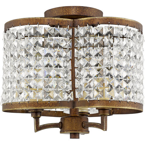 Grammercy 3 Light 12 inch Hand Painted Palacial Bronze Semi-Flush Mount Ceiling Light