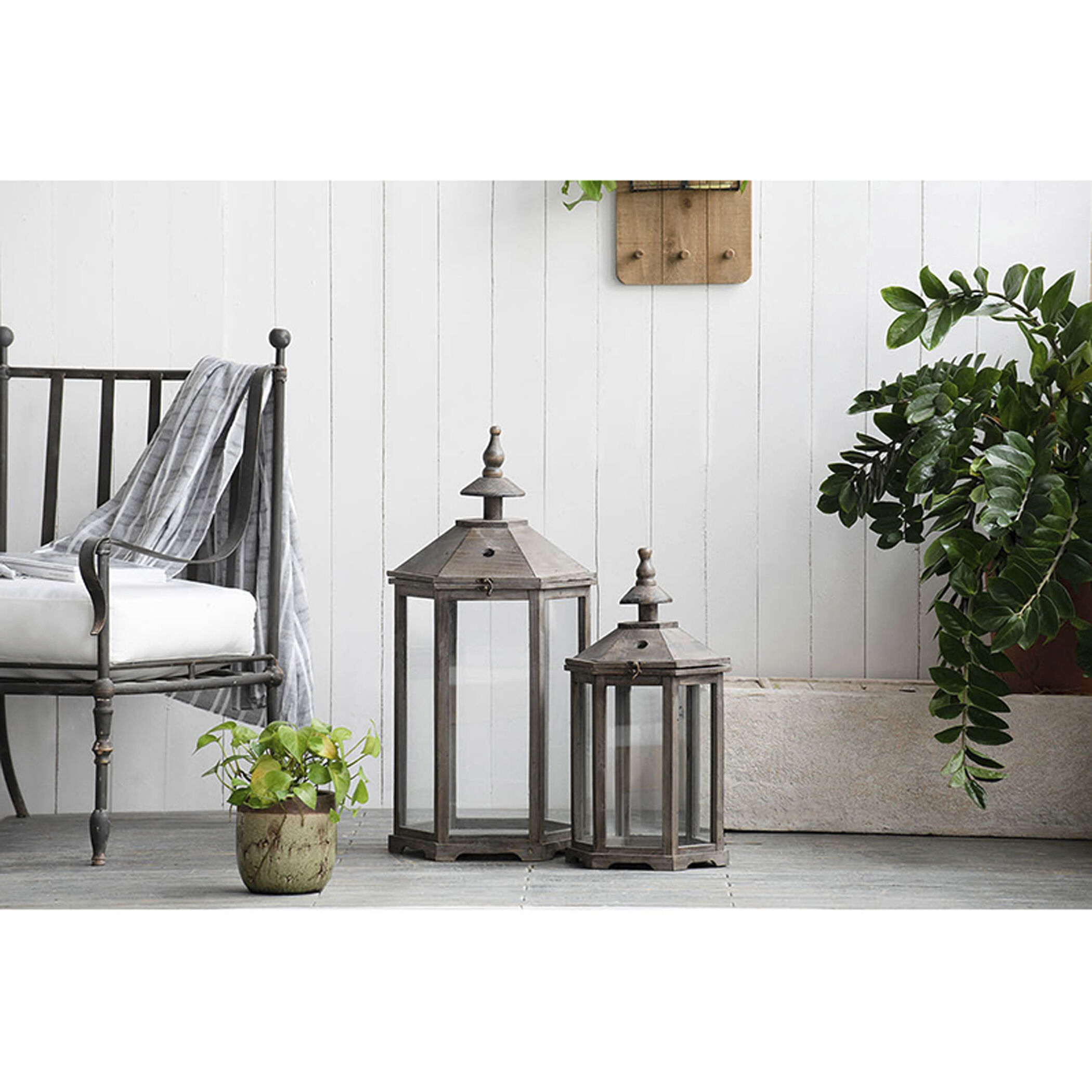 Graca 11.5 inch Natural Outdoor Lantern, Set of 2