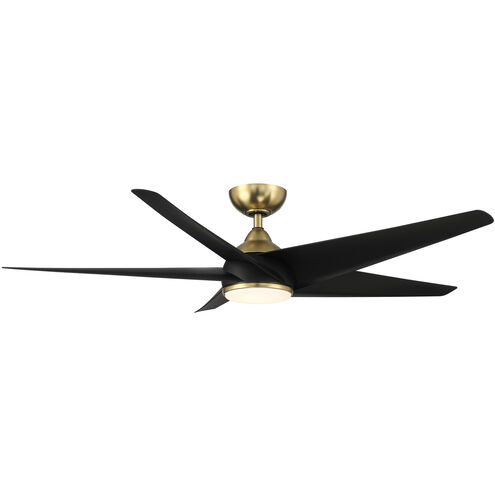 Viper 60 inch Soft Brass Matte Black with Matte Black Blades Downrod Ceiling Fans, Smart Fan