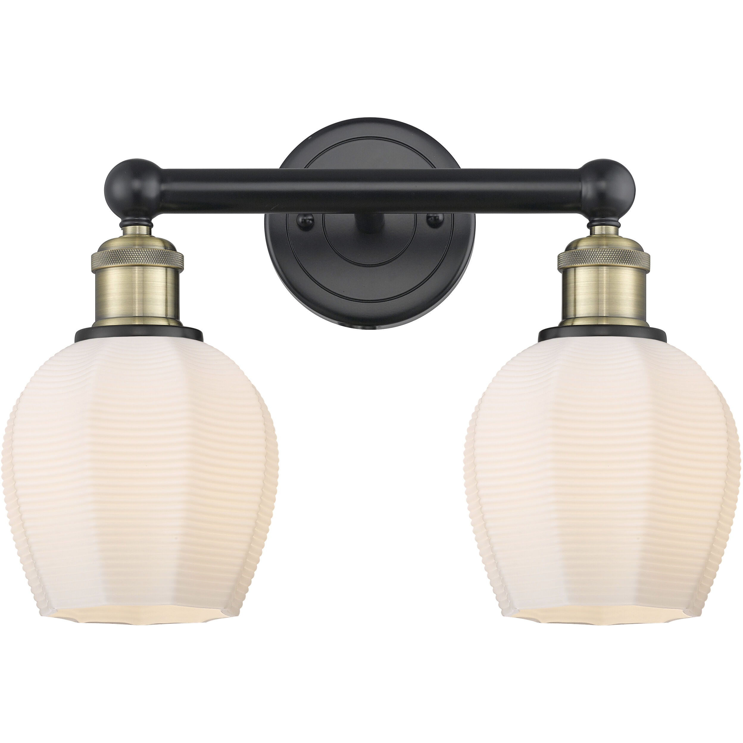 Norfolk 2 Light 14.75 inch Black Antique Brass Bath Vanity Light Wall Light in Matte White