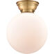 Aditi XX-Large Beacon LED 12 inch Brushed Brass Flush Mount Ceiling Light in Matte White Glass, Aditi