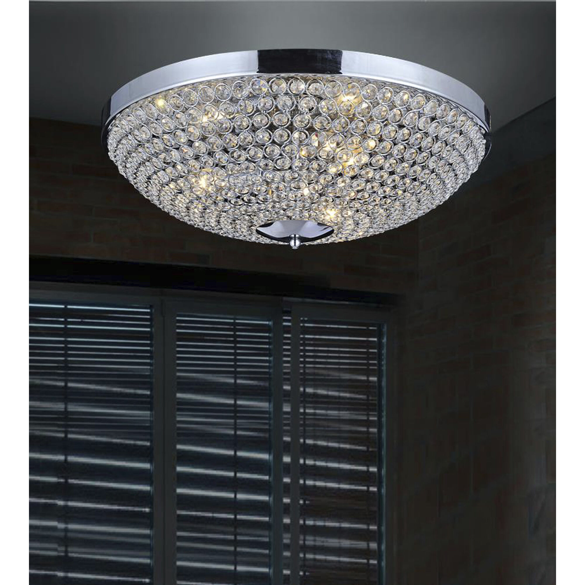 Globe 6 Light 20 inch Chrome Bowl Flush Mount Ceiling Light