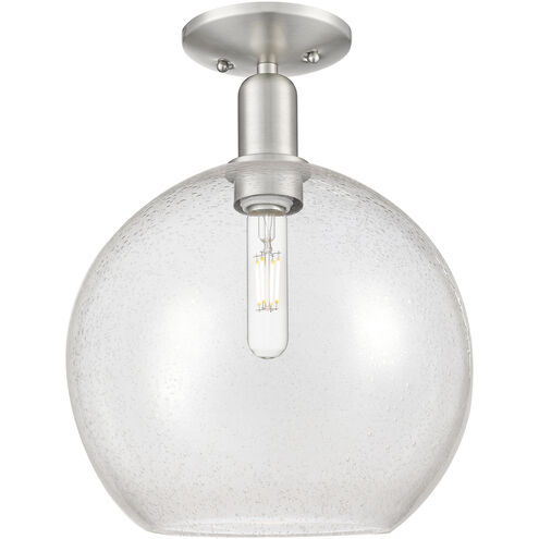 Arcadia Athens 1 Light 11.75 inch Brushed Satin Nickel Semi-Flush Mount Ceiling Light in Seedy