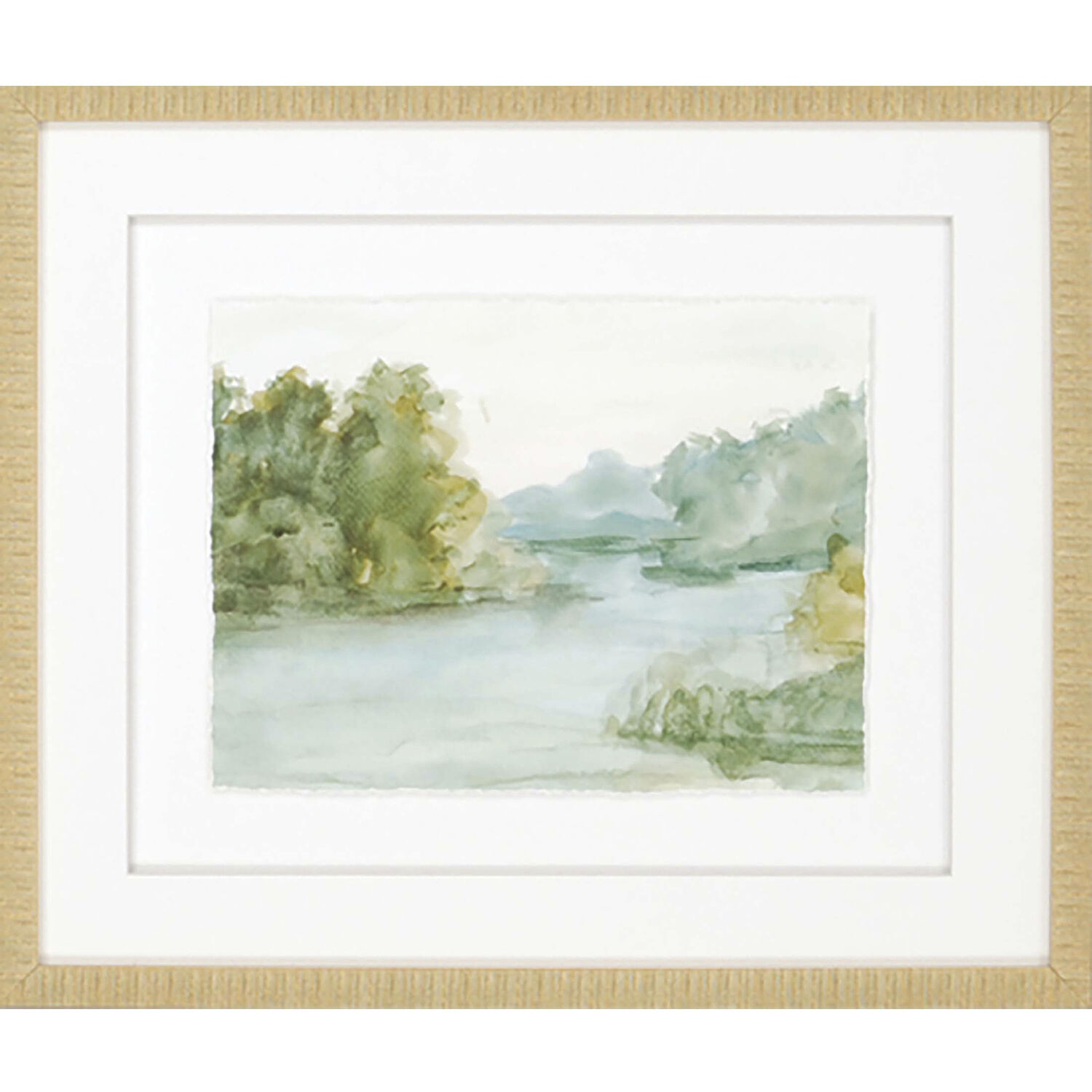 Watercolour Green and Turquoise and Yellow and Blue Framed Art