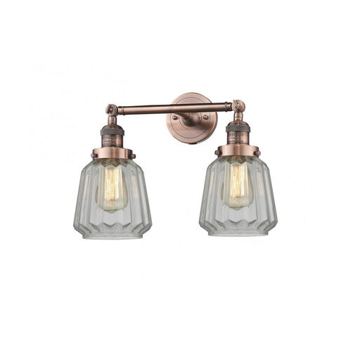 Franklin Restoration Chatham LED 16 inch Antique Copper Bath Vanity Light Wall Light in Clear Glass, Franklin Restoration