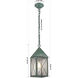 Ashford 1 Light 5.5 inch Verde Green Outdoor Pendant in Seedy Glass, X Wire Pattern, Brass Traditions by Innovations Lighting