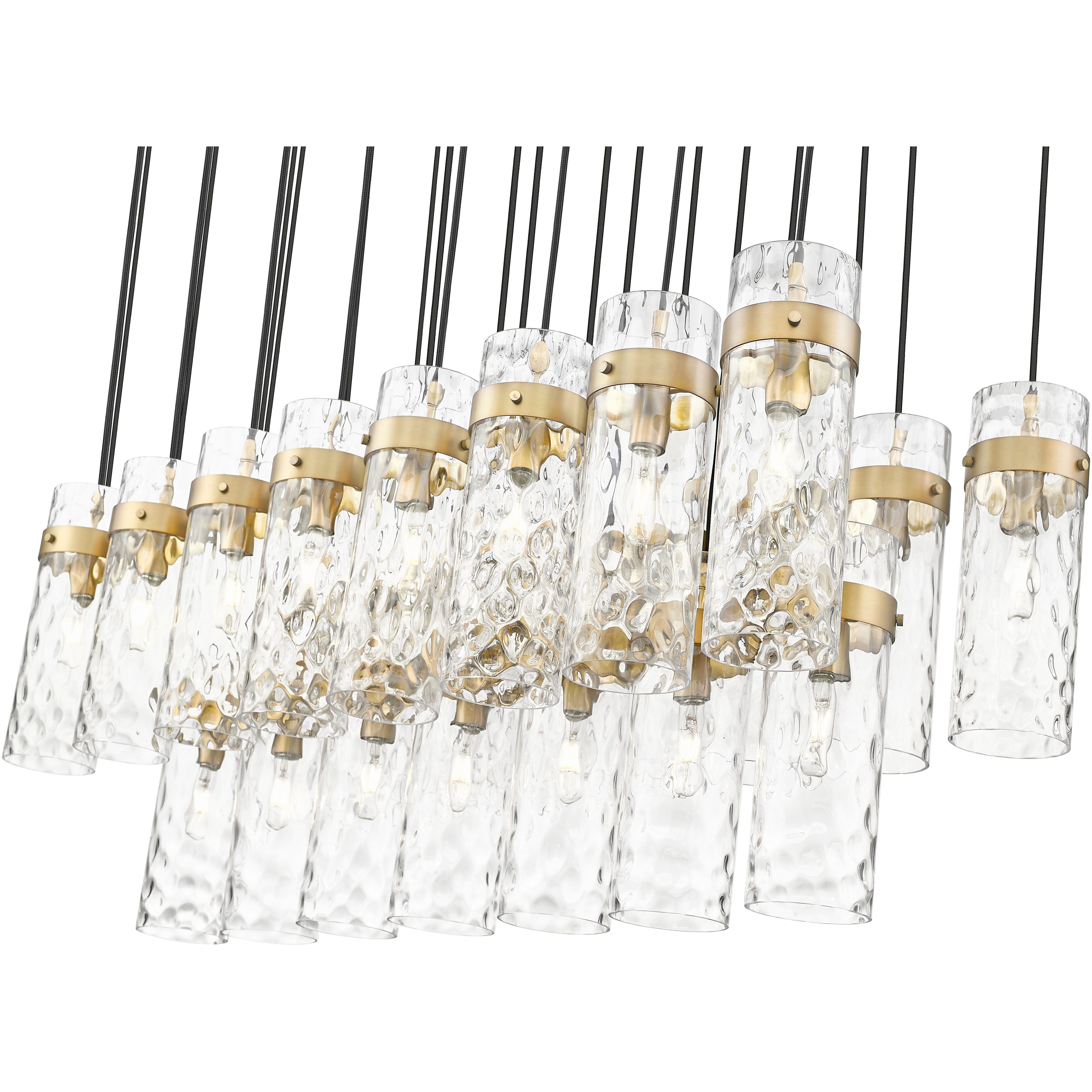 Fontaine Linear Chandelier Ceiling Light in Rubbed Brass