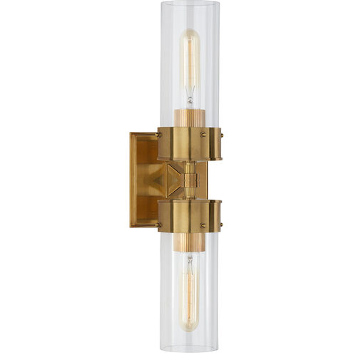 Thomas O'Brien Marais 2 Light 4.75 inch Hand-Rubbed Antique Brass Double Bath Sconce Wall Light in Clear Glass, Large