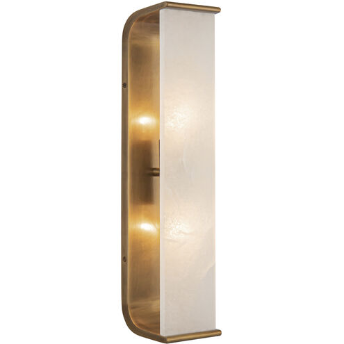 Abbott 2 Light 4.25 inch Vintage Brass Bath Vanity Light Wall Light in Vintage Brass and Alabaster