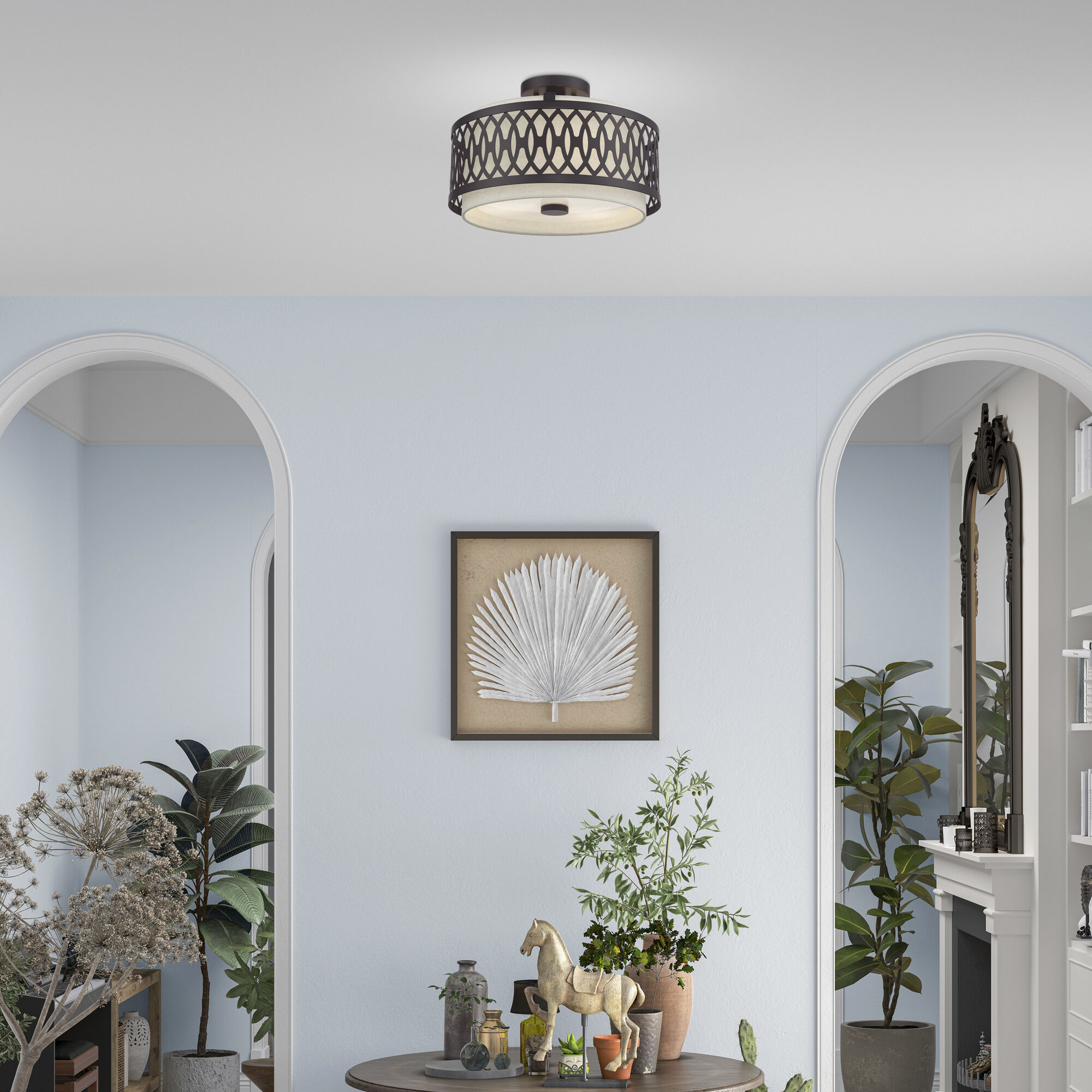 Vistaview 3 Light 15 inch English Bronze Semi-Flush Ceiling Light