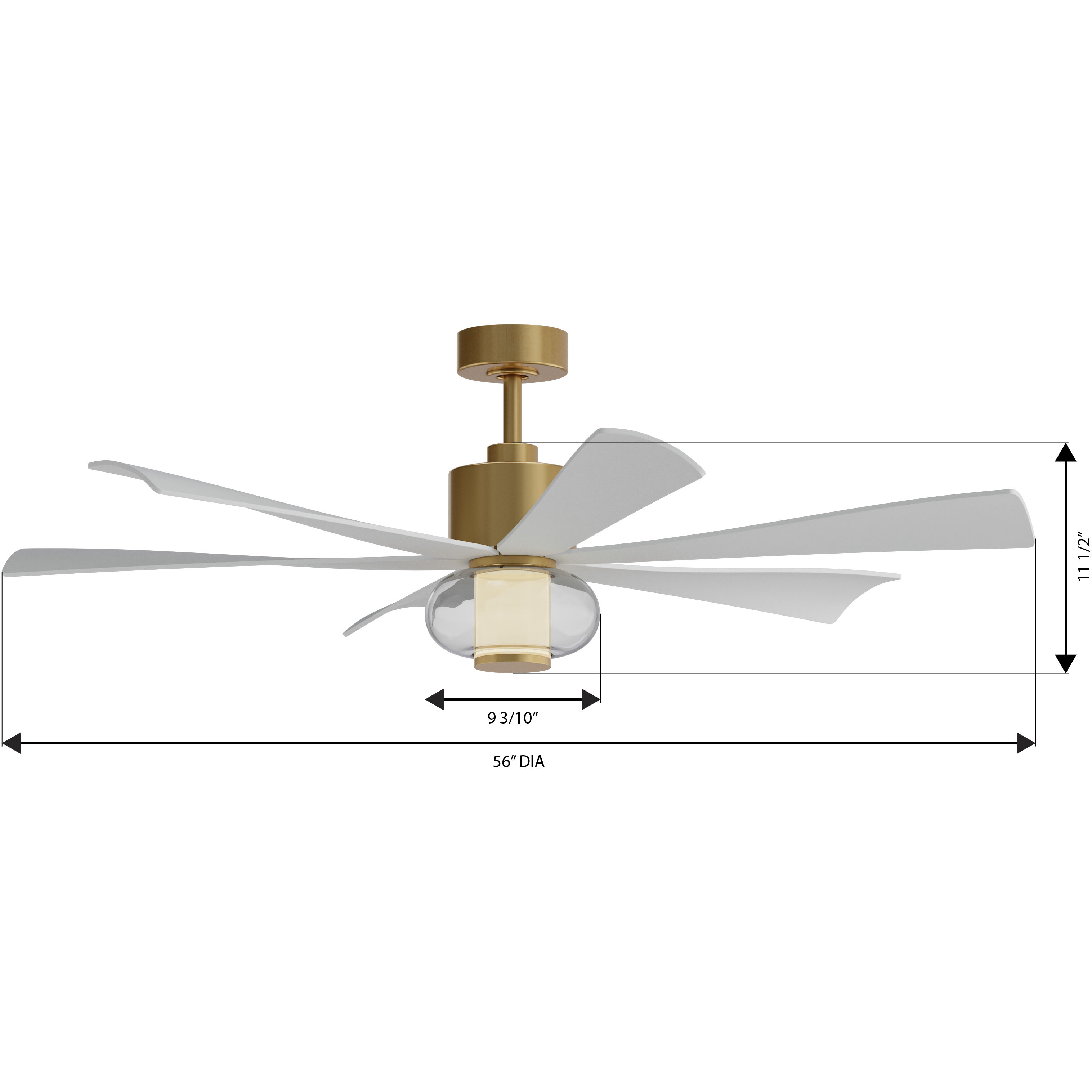 Veyra 56 inch Legacy Brass with Alabaster White Blades Smart Ceiling Fan