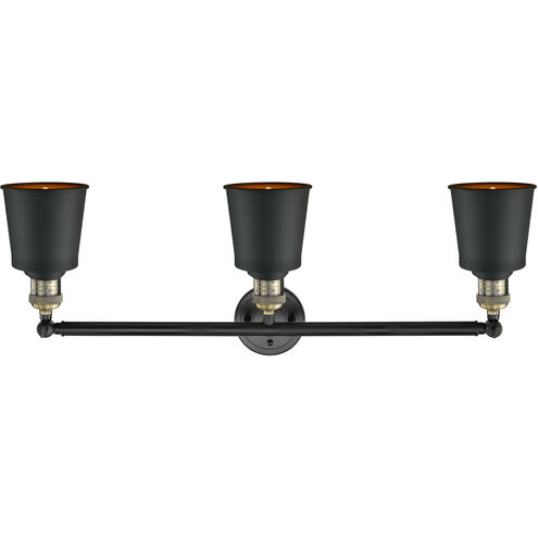 Franklin Restoration Addison 3 Light 32 inch Black Antique Brass Bath Vanity Light Wall Light in Matte Black, Franklin Restoration