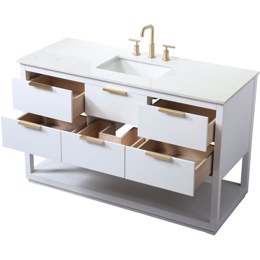 Larkin 54 X 22 X 34 inch White Vanity Sink Set