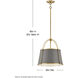 Clarke 1 Light 16.25 inch Lacquered Dark Brass with Dark Matte Grey Indoor Chandelier Ceiling Light