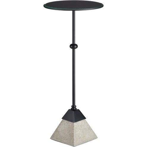 Parna 10.25 inch Satin Black/Polished Concrete/Clear Accent Table