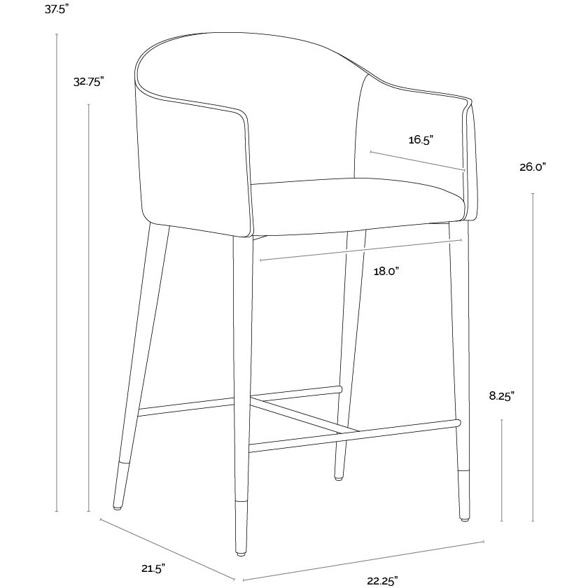 Kylin 37.5 inch Dillon Cream / Bravo Ash Counter Stool