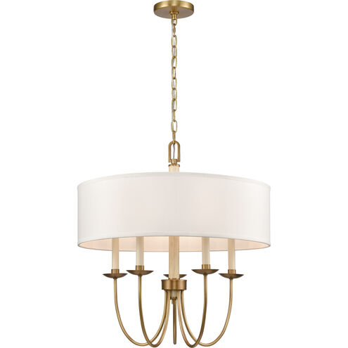 Neville 5 Light 23 inch Natural Brass and Bleached White with Off White Chandelier Ceiling Light in Natural Brass and Bleached White Wood with Off White