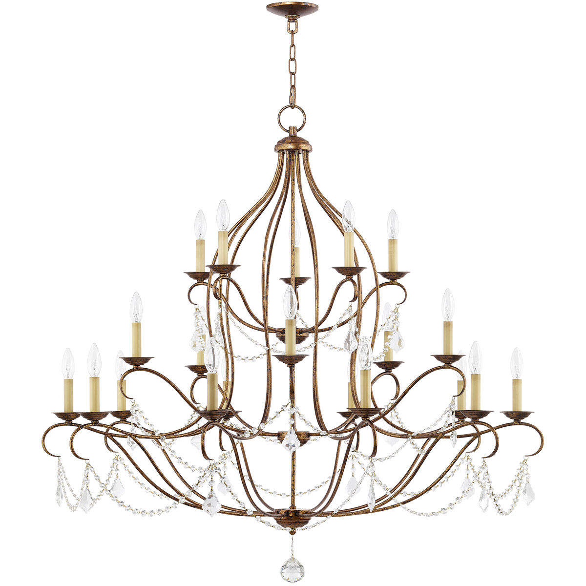 Chesterfield 20 Light 46 inch Hand Applied Venetian Golden Bronze Chandelier Ceiling Light