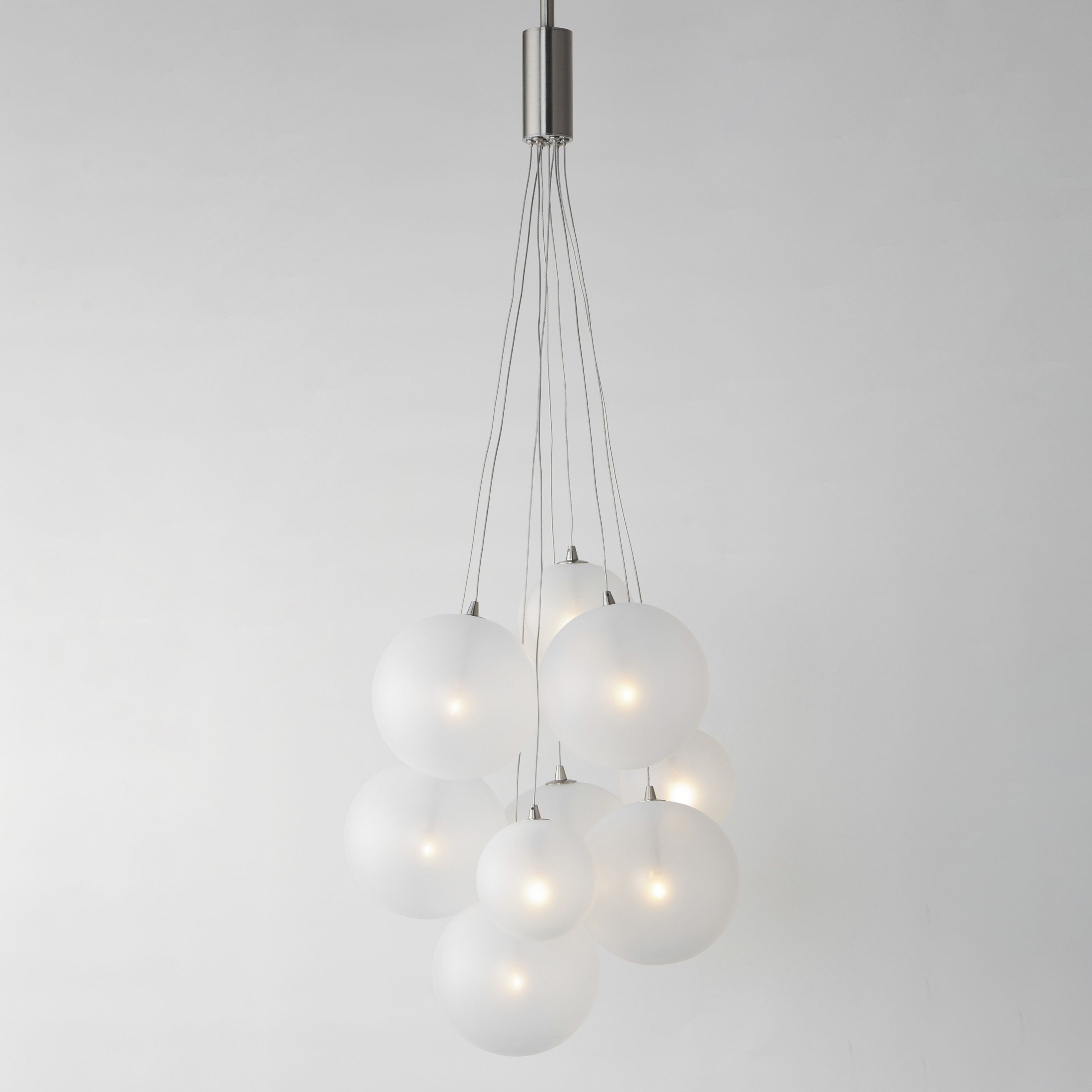 Burst LED 19.75 inch Satin Nickel Multi-Light Pendant Ceiling Light in Translucent Frost