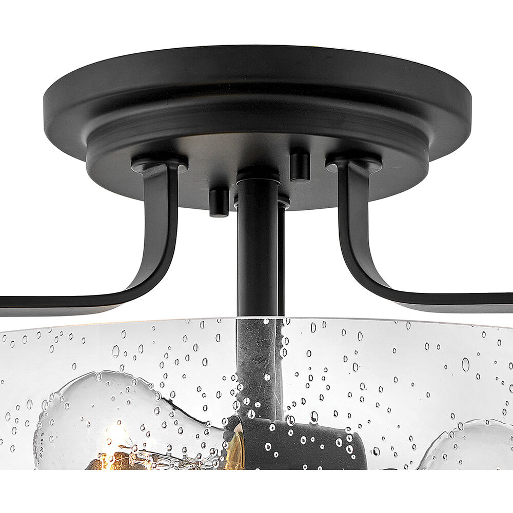 Harper 3 Light 18 inch Black Indoor Semi-Flush Mount Ceiling Light in Clear Seedy