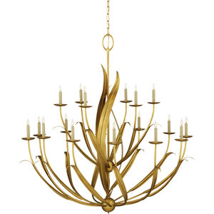 Menefee 18 Light 49.25 inch Antique Gold Leaf Chandelier Ceiling Light, Large