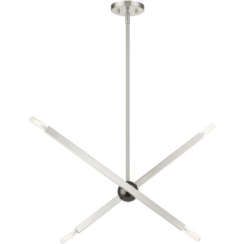 Monaco 4 Light 28 inch Brushed Nickel with Black Chrome Finish Accent Linear Chandelier Ceiling Light