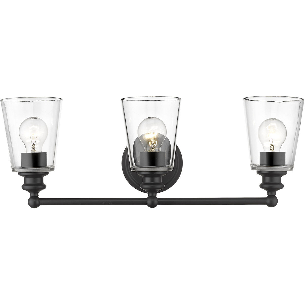 Ceil 3 Light 23 inch Matte Black Vanity Light Wall Light