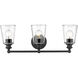 Ceil 3 Light 23 inch Matte Black Vanity Light Wall Light