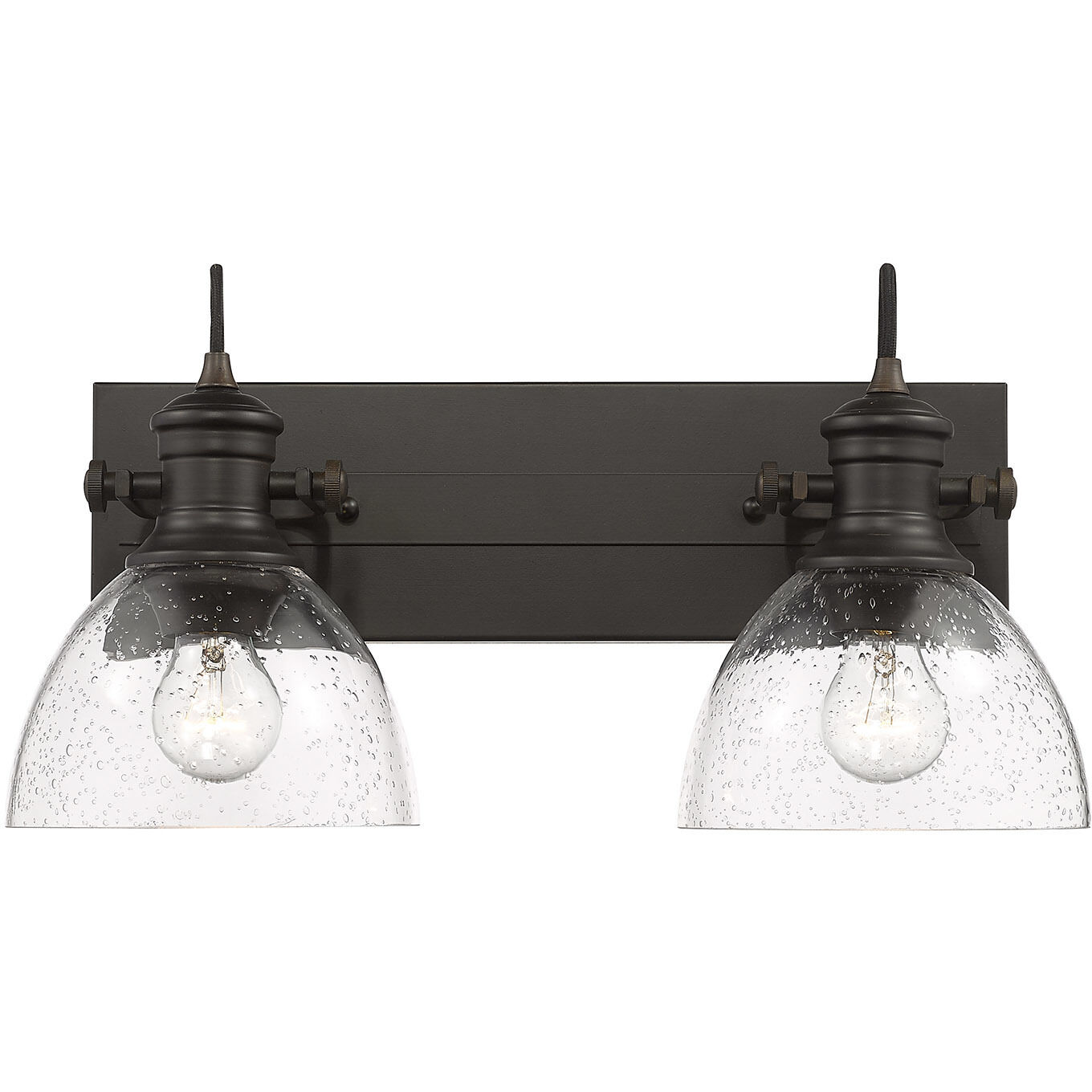 Yep Hines Vanity Wall Light in Rubbed Bronze, Seeded Glass