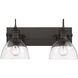 Yep Hines Vanity Wall Light in Rubbed Bronze, Seeded Glass