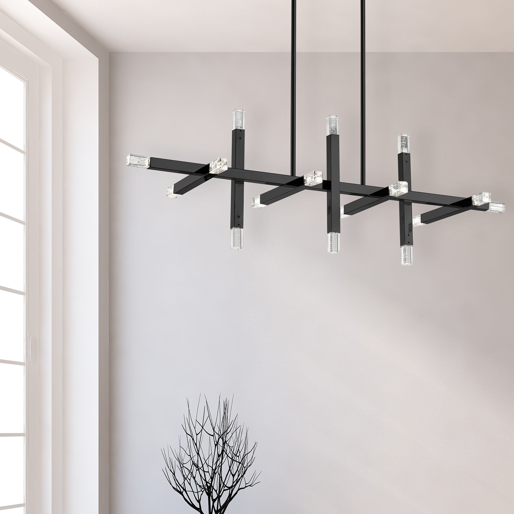 Francesca LED 40 inch Matte Black Horizontal Chandelier Ceiling Light