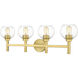 Sutton 4 Light 31.5 inch Brushed Gold Vanity Wall Light