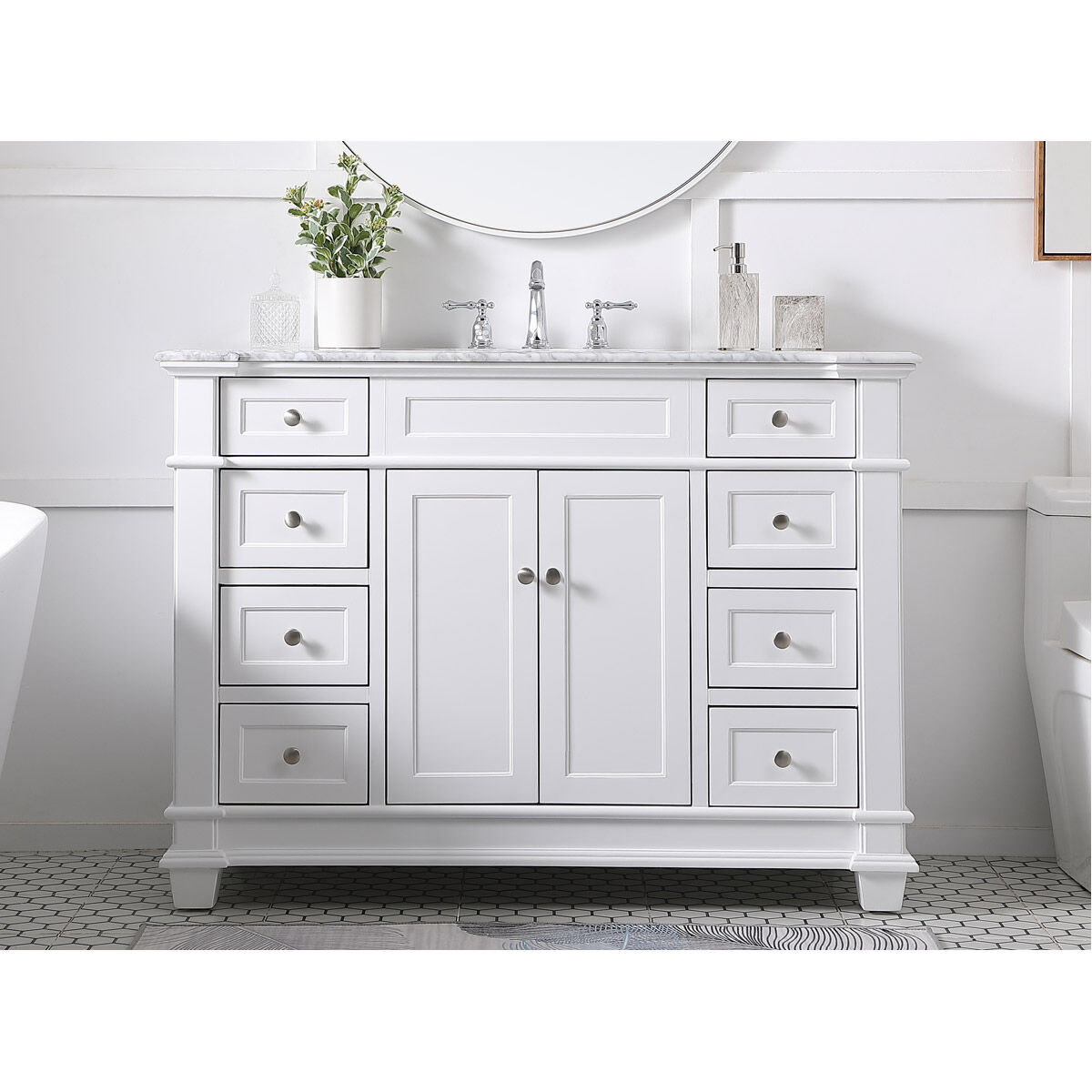 Wesley 48 X 22 X 35 inch White Vanity Sink Set