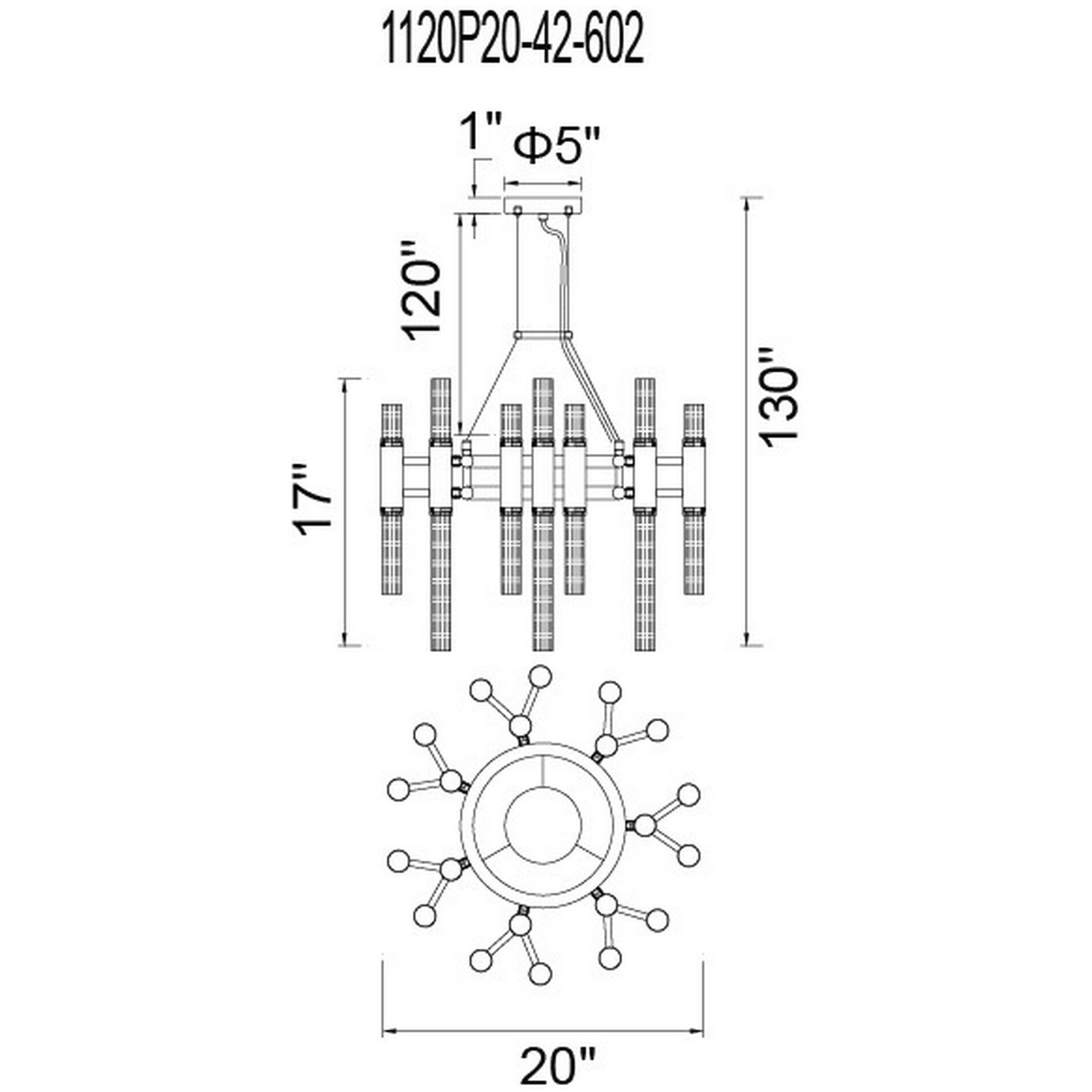 Orgue 42 Light 20 inch Satin Gold Down Chandelier Ceiling Light