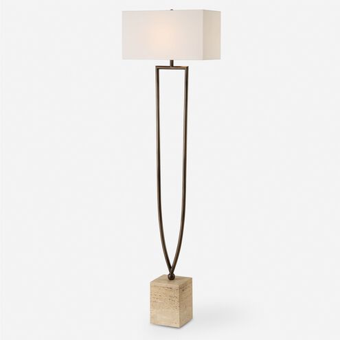 Fork In The Road 64 inch 150.00 watt Warm Dark Bronze and Beige Travertine Floor Lamp Portable Light