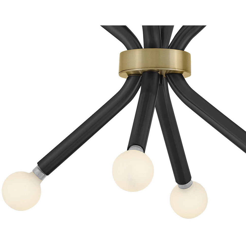 Axton 8 Light 12.5 inch Black with Lacquered Brass Convertible Pendant Ceiling Light