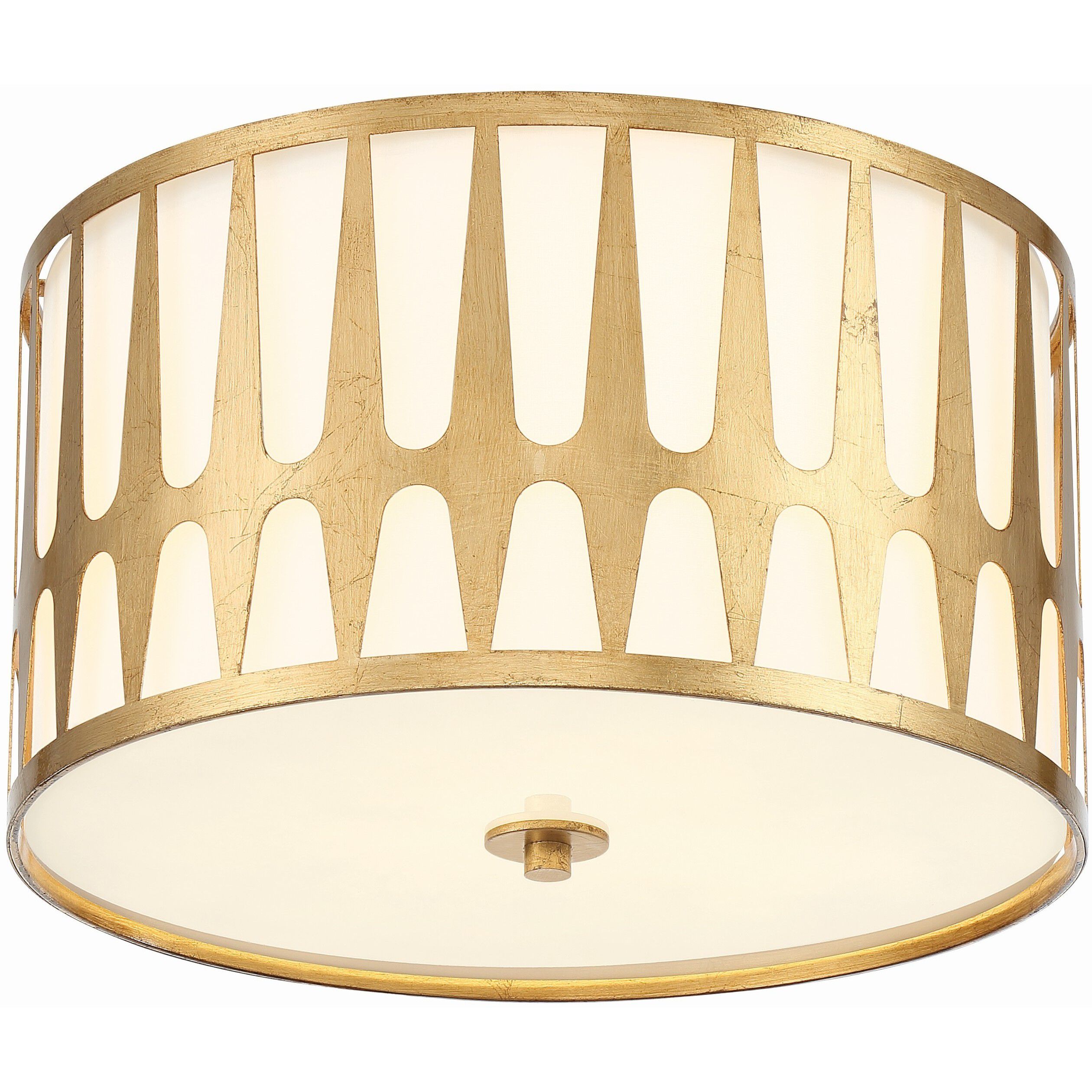 Royston 3 Light 18 inch Antique Gold Flush Ceiling Light