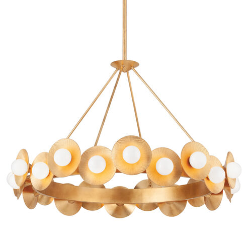 Emerald 22 Light 44.5 inch Vintage Gold Leaf Chandelier Ceiling Light